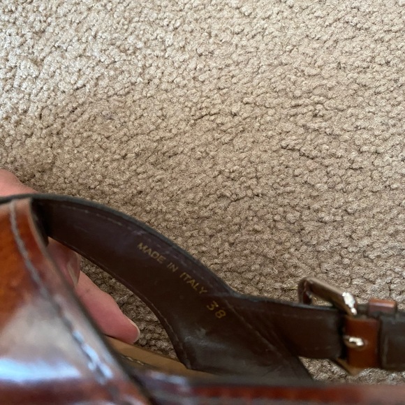 Prada Size 38 Wedge Brown Leather Sandals - Picture 10 of 12
